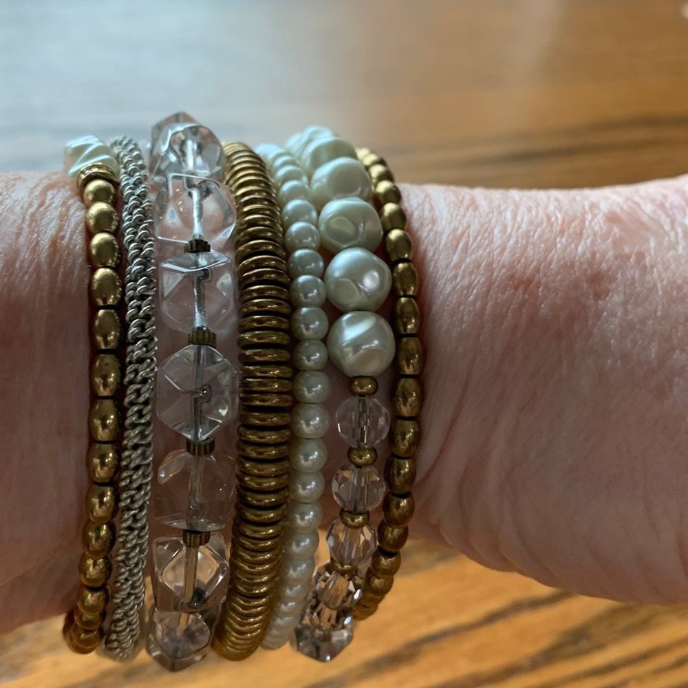Amy Kahn Russell Pearl and Crystal Bracelet Set - Picture 2 of 9